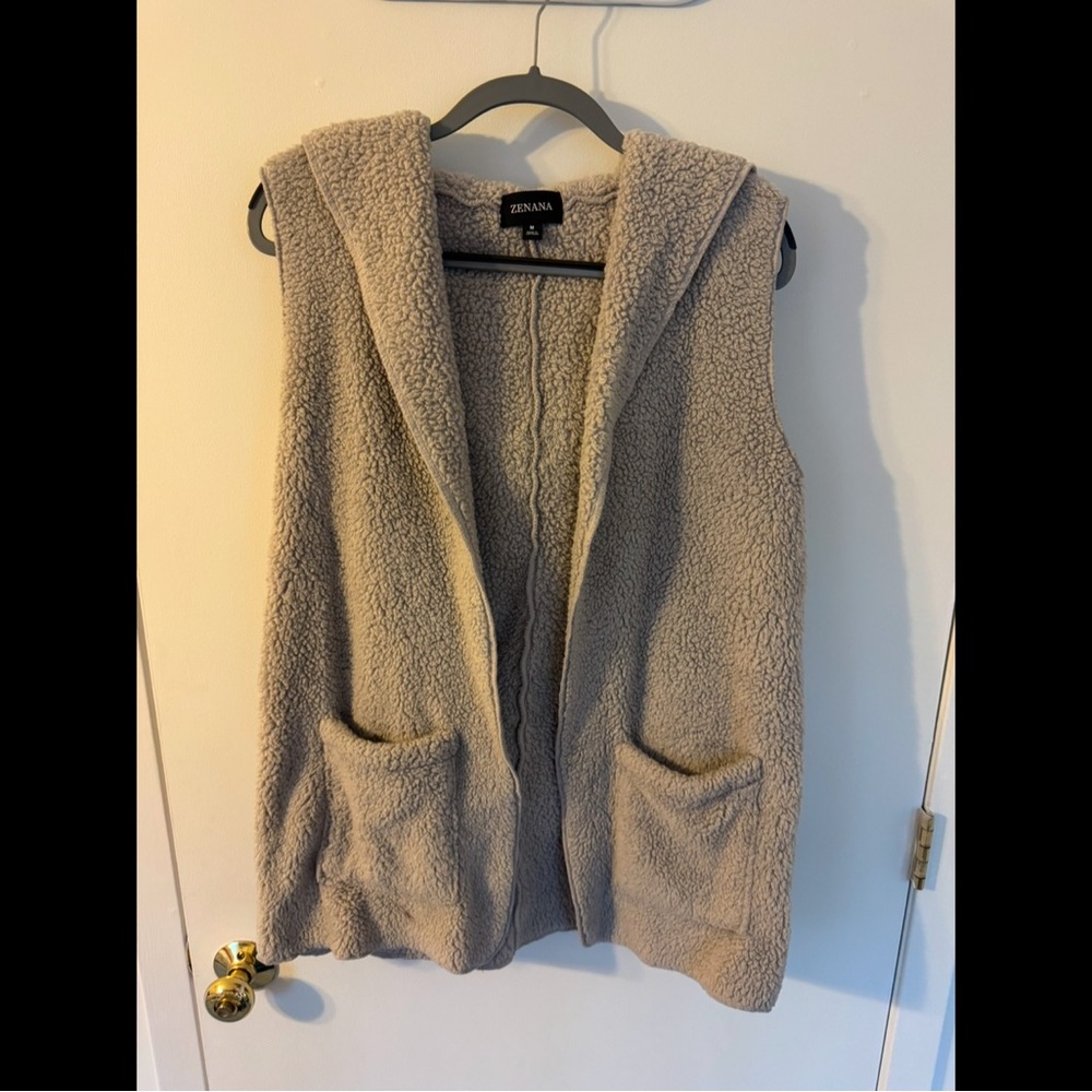 Zenana Outfitters Gray Vest with Shawl Collar and Soft Knitted Material